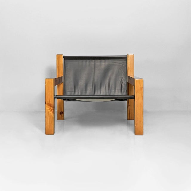 Italian Modern Leather and Wooden Lounge Chairs by Silvano Passi, 1970s, Set of 2 For Sale - Image 3 of 18