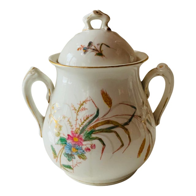 Exceptional Antique French Limoges Covered Sugar Bowl by Gerard DuFressis - Mid-19th Century For Sale