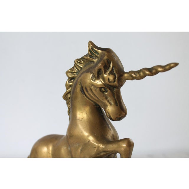 Vintage Solid Brass Unicorn Figure For Sale - Image 4 of 12
