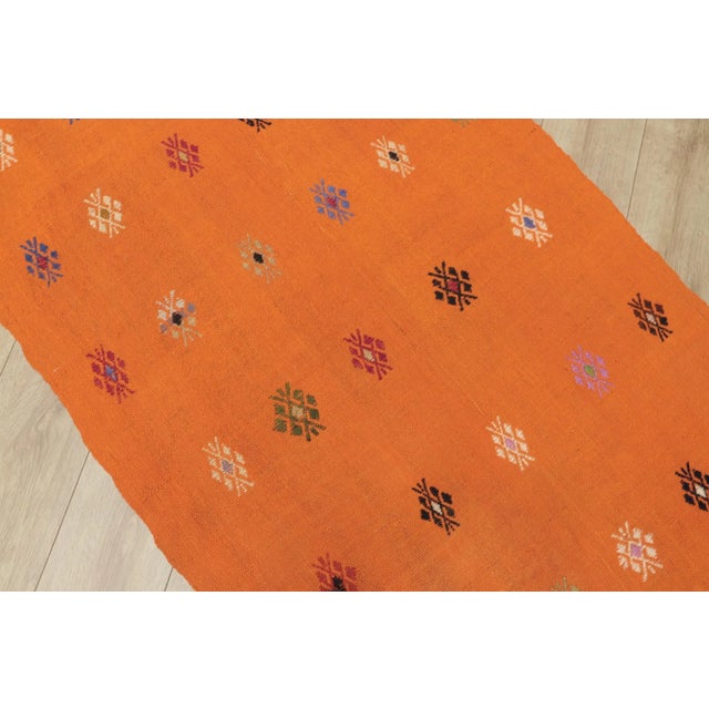 1960s Traditional Hand Knotted Orange Floral Kilim Rug For Sale - Image 12 of 13