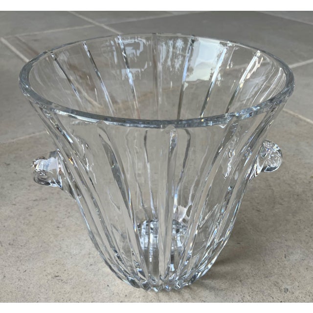 Late 20th Century Flared Swirl Cut Crystal Nautilus Shell Applied Handles Ice Bucket in the Manner of Tiffany & Company For Sale - Image 12 of 18