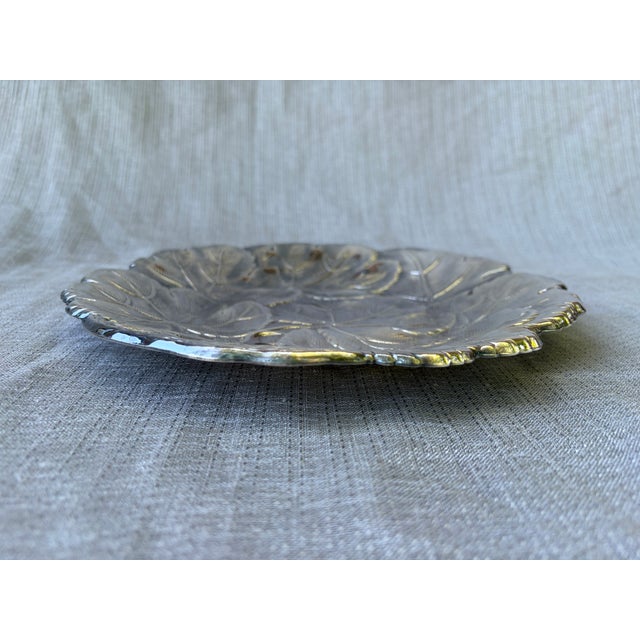 Vintage Hammered Silverplate Leaf Serving Tray For Sale - Image 9 of 12