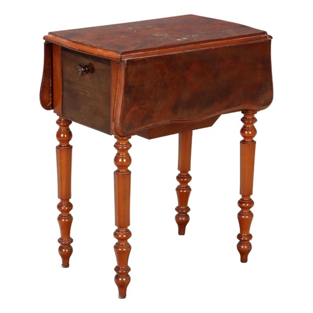 Antique Worktable in Mahogany Veneer, Italy, 19th Century For Sale