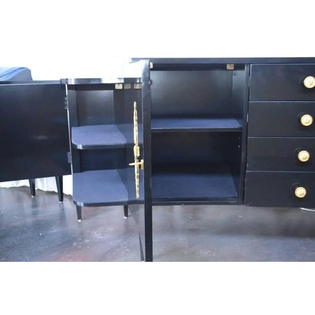 1990s Pair of Black Lacquer Commodes For Sale - Image 5 of 9