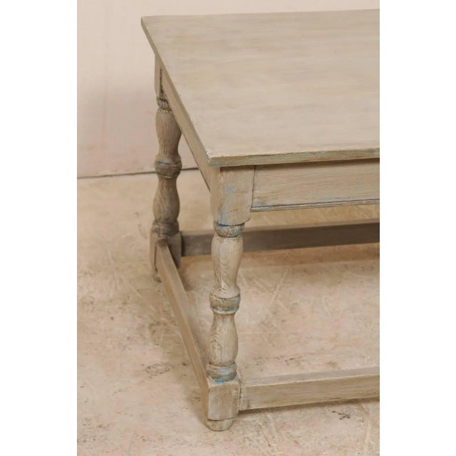 Wood French Mid-20th Century Painted Wood Coffee Table on Turned Legs For Sale - Image 7 of 10