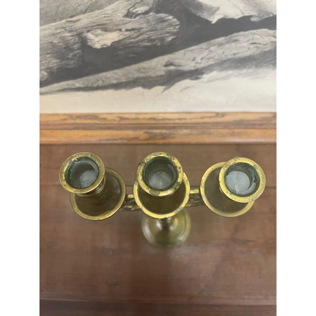 Mid-Century Modern Vintage Gold Toned Candelabra With Lion Motif For Sale - Image 3 of 9