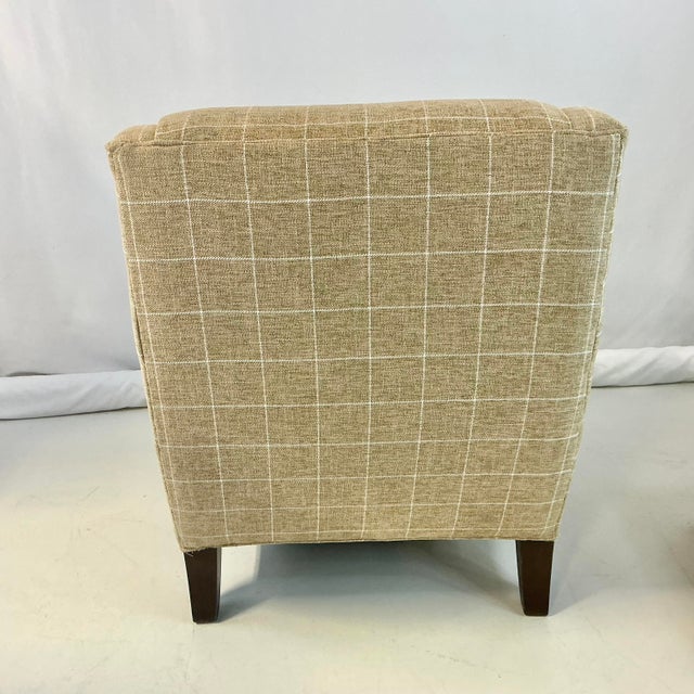 Early 21st C Vintage Contemporary Americana Smith Brothers Custom Upholstered Side Chair & Ottoman For Sale - Image 9 of 14