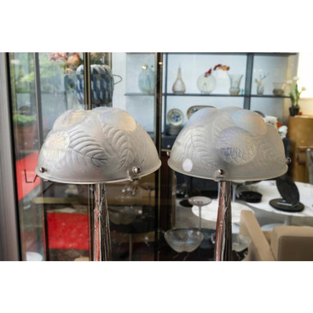 Dahlias Lamps in Opalescent Glass by René Lalique, 1921, Set of 2 For Sale - Image 4 of 10