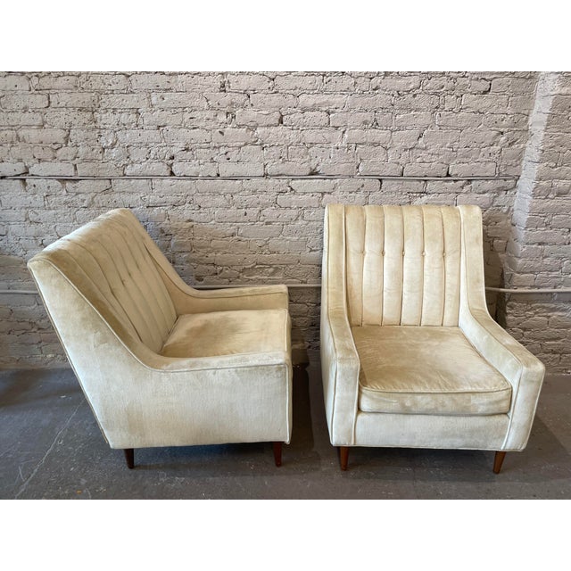 Wood 1960s Vintage Wingback Chairs - A Pair Plus Ottoman For Sale - Image 7 of 11