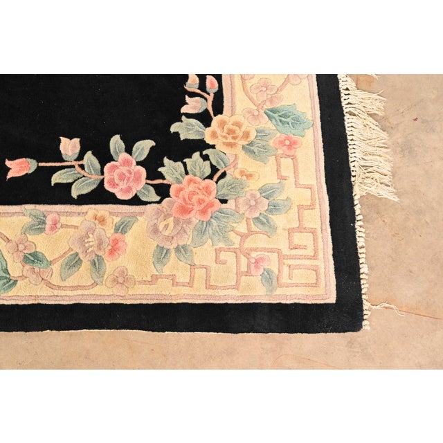 Textile Vintage Hand Made Chinese Sculpted Wool Area Rug For Sale - Image 7 of 11