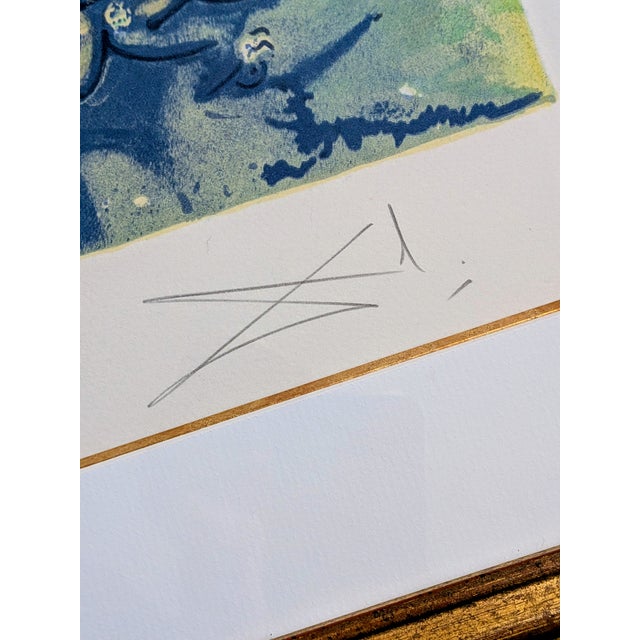 Salvador Dali, Neptune, Original Hand Signed Color Lithograph and Relief on Paper, 1983 For Sale - Image 3 of 12