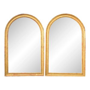 French Pair of 19th Century Arched Gilt Mirrors