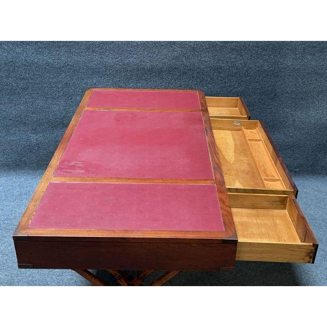 Wood Brandt Mid-Century Modern Campaign-Style Desk With Chair For Sale - Image 7 of 11