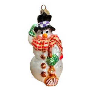 Late 20th Century Christopher Radko Glass Frosty Snowman Christmas Ornament