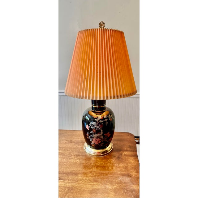 Mid 20th Century Chinoiserie Peacock Floral Lamp For Sale - Image 6 of 12