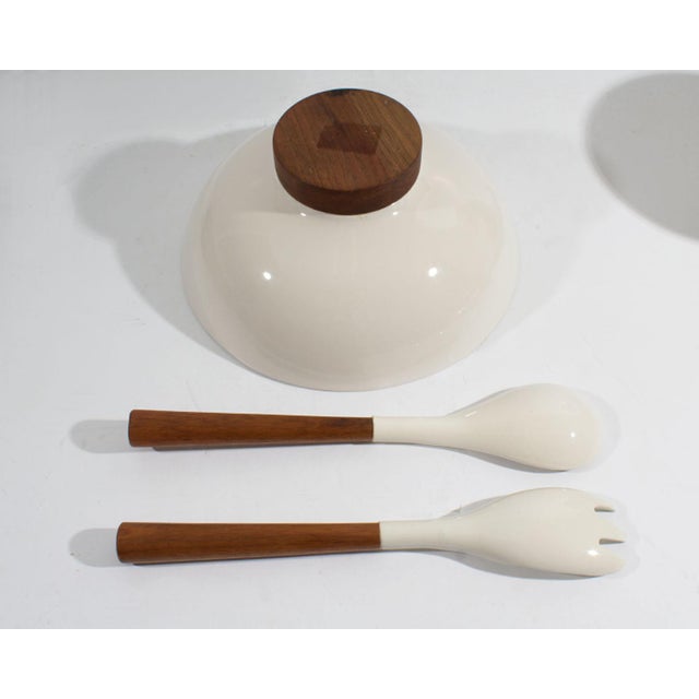 Wood Michael Lax Hyalyn “Capri” for Raymor Salad Bowl and Salad Serving Pieces For Sale - Image 7 of 7