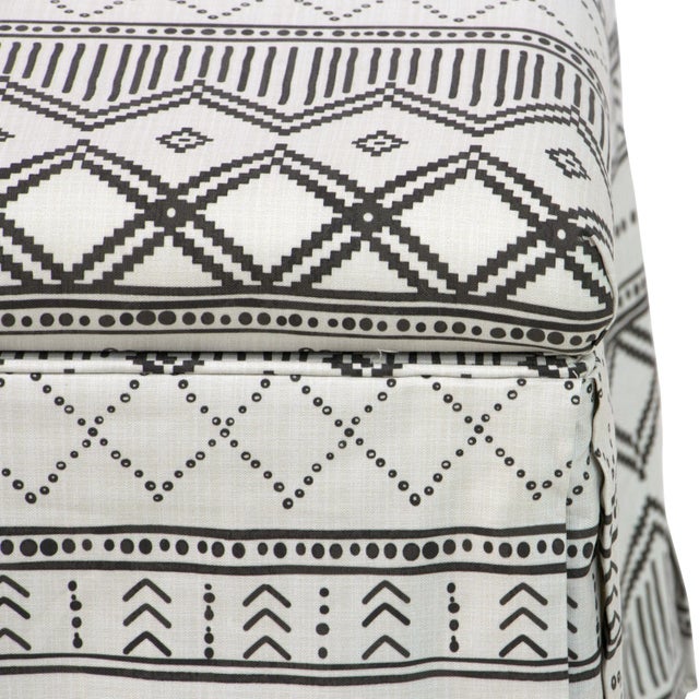 Contemporary Kuba Ink Skirted Storage Ottoman For Sale - Image 3 of 10