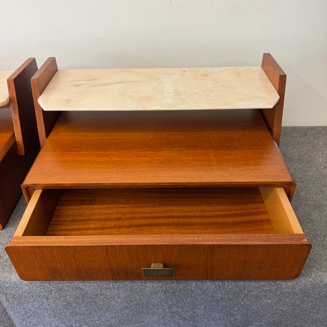 1950s Vintage Wall-Mounted Nightstands, 1950s, Set of 2 For Sale - Image 5 of 8