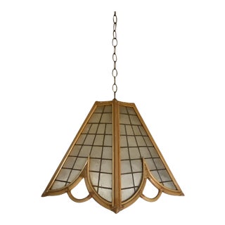 1980s Bamboo Capiz Shell Pendant Lamp For Sale