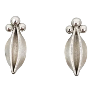 Vintage Signed Napier Modernist Rhodium Plated Clip Earrings - 2 Pieces