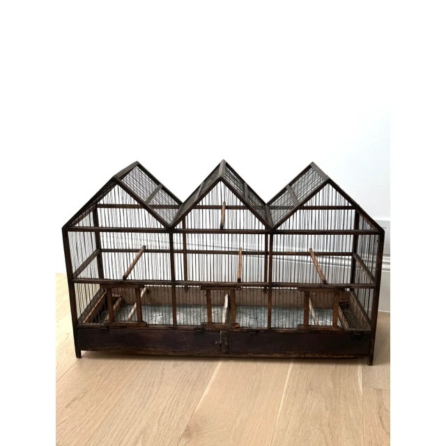 Large Antique 19th Century Architectural Model Primitive American Folk Art Birdcage For Sale - Image 4 of 12
