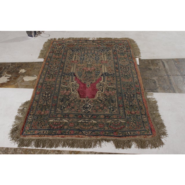 This 4×6 antique tapestry is handwoven in a luxurious play of silk and velvet—a rare curation from Rug & Kilim’s European...