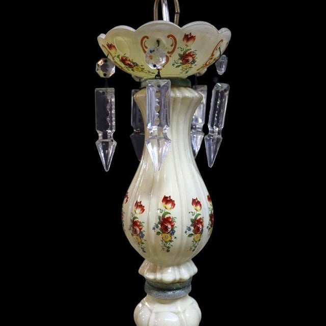 Italian 1940s Italian Capodimonte Style Crystal & Hand Painted Porcelain & Glass 12-Light Chandelier For Sale - Image 3 of 11
