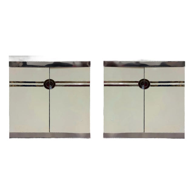 Vintage Pierre Cardin Signed Chrome, Laminate Nightstands, Pair For Sale