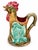 Antique pitcher from the French Onnaing factory, made of polychrome glazed earthenware (known as barbotine), depicting a...