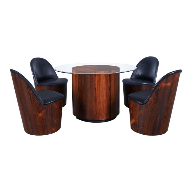 Mid-Century Modern Brazilian Rosewood Dining Table & Chairs by Plycraft For Sale