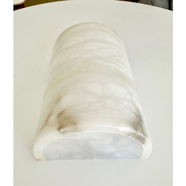 Alabaster Single Half Cylinder White Alabaster Minimalist Wall Light Sconce For Sale - Image 8 of 18
