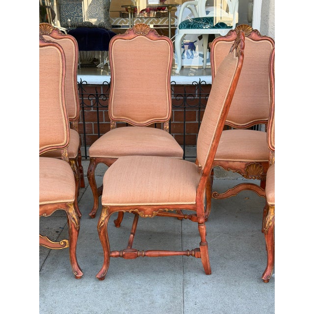 Wood Set of 10 Dennis and Leen Rococo Style Painted Giltwood Dining Chairs For Sale - Image 7 of 9