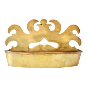 19th-C. Victorian Brass Crown Wall Pocket