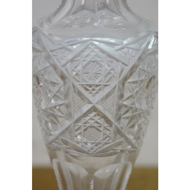 Antique American Brilliant Cut Glass Crystal Stars Mantel Bud Flower Vase 12" For Sale - Image 4 of 13