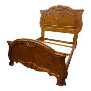 Vintage Bernhardt Margaux Collection Neoclassical Empire Style Walnut Queen Size Bed For Sale