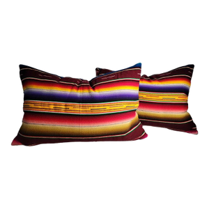 19th Century Mexican Serape Bolster Pillows - a Pair