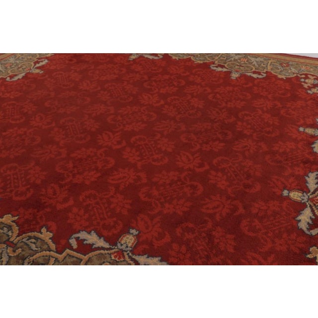 Rug & Kilim Antique Dutch Art Deco Rug, Rich Red With Floral Damask - Rug & Kilim For Sale - Image 4 of 10