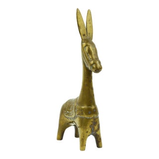 Vintage Gold Solid Brass Llama Mule Donkey Horse Figurine Model For Sale