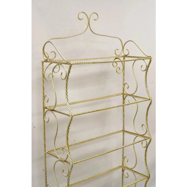 Mid 20th Century Italian Hollywood Regency Iron Rope Tassel Silver Gold 5 Tier Etagere Bookcase For Sale - Image 4 of 12