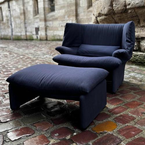 Portovenere Armchair with Ottoman by Vico Magistretti for Cassina For Sale - Image 3 of 5