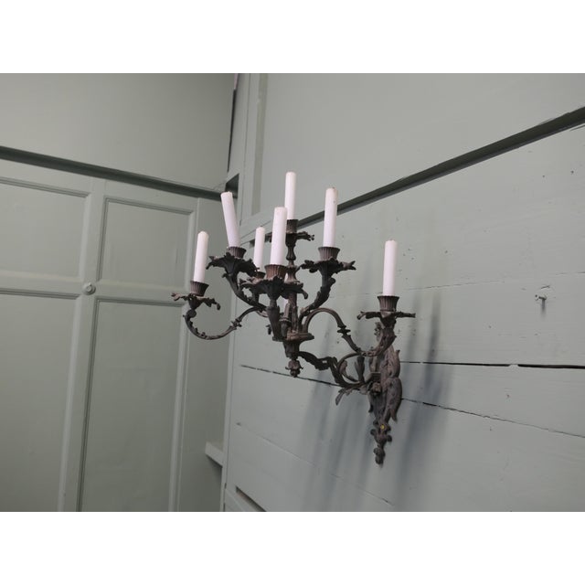 A Superb 7 Arm Gothic Bronze Wall Sconce A very handsome piece, the wall candelabra is made in bronze and is very Gothic...