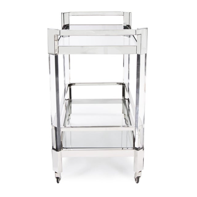 Kenneth Ludwig Chicago Stainless Steel and Acrylic Bar Cart For Sale - Image 4 of 6