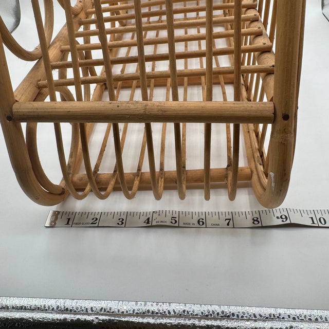 Mid 20th Century Boho Chic Texture Lombok Rattan Wine Rack Natural Hand-Woven 12 Bottle Holder For Sale - Image 9 of 10
