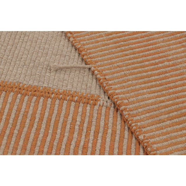 Beige Rug & Kilim's Contemporary Kilim, Beige with Orange Textural Stripes For Sale - Image 8 of 10
