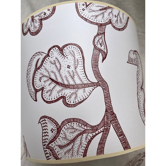 Hand Drawn Paper Lampshades a Pair Attributed to Albert Hadley For Sale - Image 6 of 10