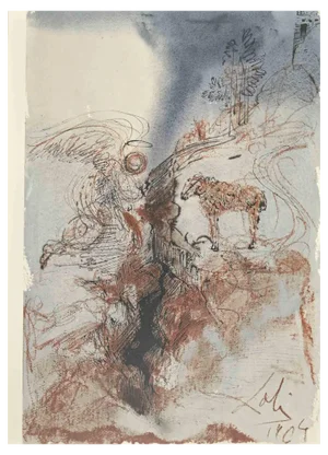 Salvador Dalí, Hircus Caprarum Super Faciem Terrae, Lithograph, 1964