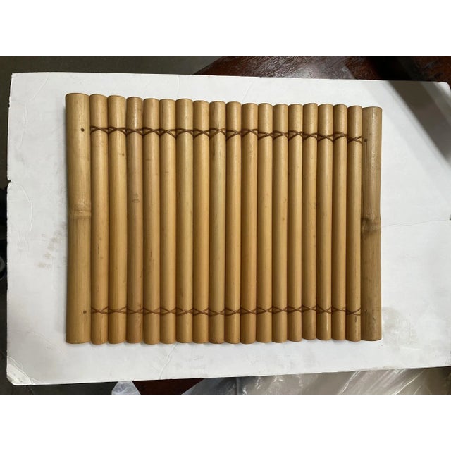 1950s Restored Mid Century Tropical Split Bamboo Serving Tray, Pair For Sale - Image 5 of 8