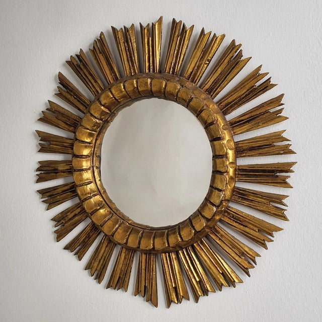 Mid-Century Giltwood Sunburst Mirror, 1950s For Sale - Image 4 of 4