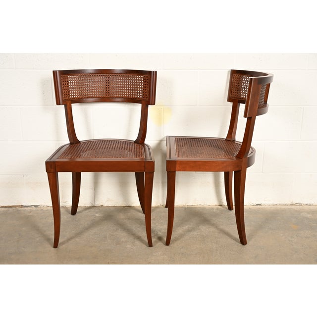 Michael Taylor for Baker Furniture Klismos Cherry Wood and Cane Side Chairs or Dining Chairs, Newly Refinished For Sale - Image 13 of 15