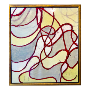 Jonathan FeldschuhLarge Abstract Mixed Media Lacquer Painting Stealthy Glow Scientific Abstraction, 1999